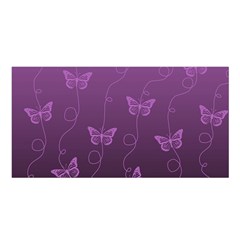Purple Butterflies Pattern Satin Shawl by SpinnyChairDesigns