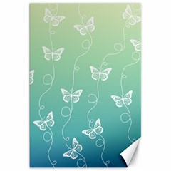 White Butterflies On Blue And Light Green Canvas 20  X 30  by SpinnyChairDesigns