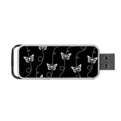 Black And White Butterfly Pattern Portable Usb Flash (one Side) by SpinnyChairDesigns