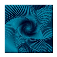 Cerulean Blue Pinwheel Floral Design Tile Coaster by SpinnyChairDesigns