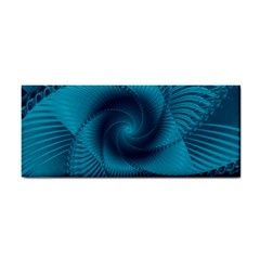 Cerulean Blue Pinwheel Floral Design Hand Towel by SpinnyChairDesigns