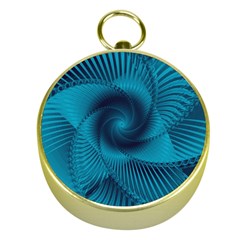 Cerulean Blue Pinwheel Floral Design Gold Compasses by SpinnyChairDesigns