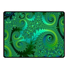 Green Floral Fern Swirls And Spirals Double Sided Fleece Blanket (small)  by SpinnyChairDesigns