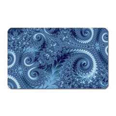 Blue Floral Fern Swirls And Spirals  Magnet (rectangular) by SpinnyChairDesigns