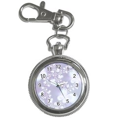 Pale Violet And White Floral Pattern Key Chain Watches by SpinnyChairDesigns