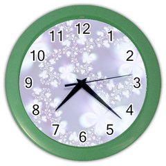 Pale Violet And White Floral Pattern Color Wall Clock
