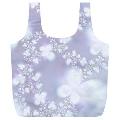 Pale Violet And White Floral Pattern Full Print Recycle Bag (xl) by SpinnyChairDesigns