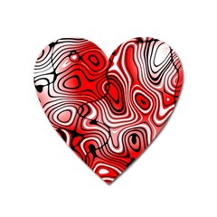 Black Red White Abstract Stripes Heart Magnet by SpinnyChairDesigns