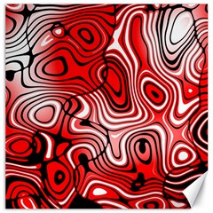 Black Red White Abstract Stripes Canvas 16  X 16  by SpinnyChairDesigns