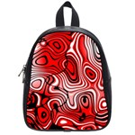 Black Red White Abstract Stripes School Bag (Small) Front