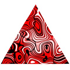 Black Red White Abstract Stripes Wooden Puzzle Triangle by SpinnyChairDesigns