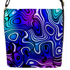 Blue Purple Abstract Stripes Flap Closure Messenger Bag (s) by SpinnyChairDesigns