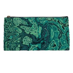 Dark Green Marbled Texture Pencil Case by SpinnyChairDesigns