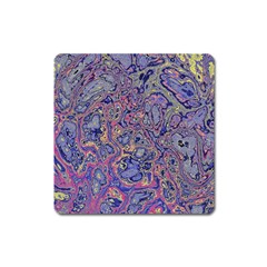 Colorful Marbled Paint Texture Square Magnet by SpinnyChairDesigns