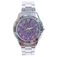 Colorful Marbled Paint Texture Stainless Steel Analogue Watch