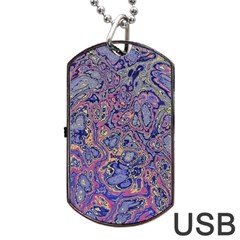 Colorful Marbled Paint Texture Dog Tag Usb Flash (one Side) by SpinnyChairDesigns