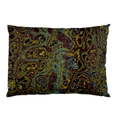 Dark Brown Gold Abstract Marble Texture Pillow Case by SpinnyChairDesigns