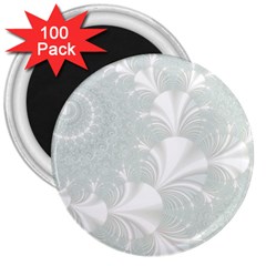 Mint Cream And White Intricate Swirl Spiral 3  Magnets (100 Pack) by SpinnyChairDesigns