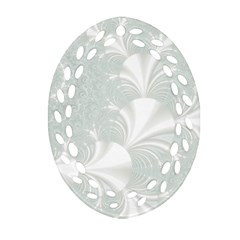 Mint Cream And White Intricate Swirl Spiral Oval Filigree Ornament (two Sides) by SpinnyChairDesigns