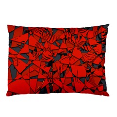 Red Grey Abstract Grunge Pattern Pillow Case (two Sides) by SpinnyChairDesigns