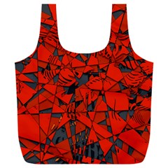 Red Grey Abstract Grunge Pattern Full Print Recycle Bag (xxxl) by SpinnyChairDesigns