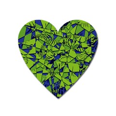 Green Blue Abstract Grunge Pattern Heart Magnet by SpinnyChairDesigns