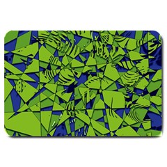 Green Blue Abstract Grunge Pattern Large Doormat  by SpinnyChairDesigns
