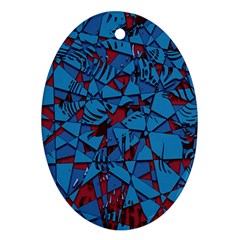 Red Blue Abstract Grunge Pattern Ornament (Oval)