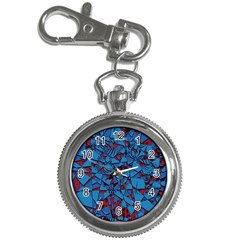 Red Blue Abstract Grunge Pattern Key Chain Watches by SpinnyChairDesigns