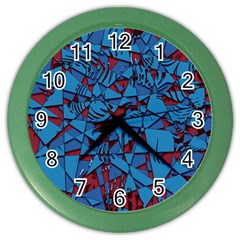 Red Blue Abstract Grunge Pattern Color Wall Clock