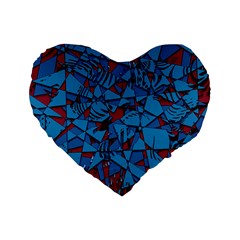 Red Blue Abstract Grunge Pattern Standard 16  Premium Heart Shape Cushions by SpinnyChairDesigns