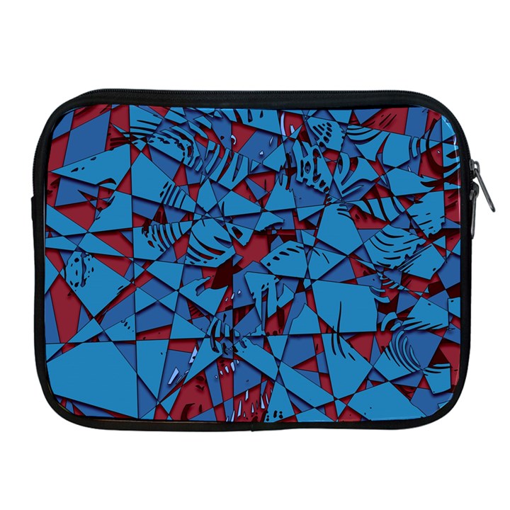 Red Blue Abstract Grunge Pattern Apple iPad 2/3/4 Zipper Cases