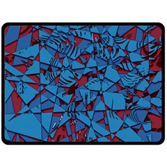 Red Blue Abstract Grunge Pattern Double Sided Fleece Blanket (large)  by SpinnyChairDesigns