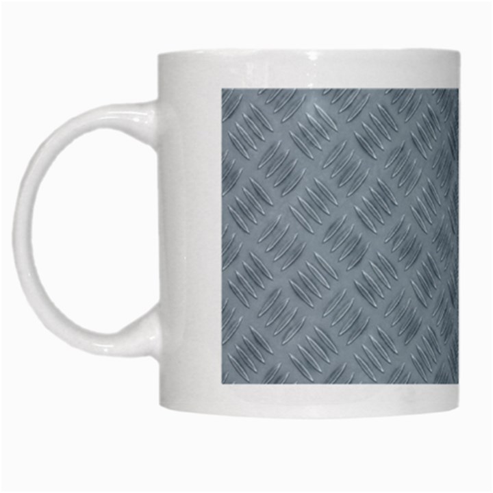 Grey Diamond Plate Metal Texture White Mugs
