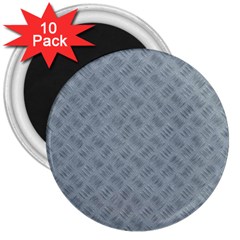 Grey Diamond Plate Metal Texture 3  Magnets (10 Pack)  by SpinnyChairDesigns