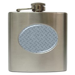 Grey Diamond Plate Metal Texture Hip Flask (6 Oz) by SpinnyChairDesigns