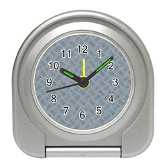 Grey Diamond Plate Metal Texture Travel Alarm Clock by SpinnyChairDesigns