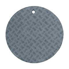 Grey Diamond Plate Metal Texture Round Ornament (two Sides) by SpinnyChairDesigns