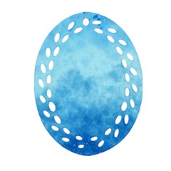 Abstract Sky Blue Texture Oval Filigree Ornament (two Sides) by SpinnyChairDesigns