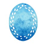 Abstract Sky Blue Texture Oval Filigree Ornament (Two Sides) Back