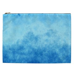 Abstract Sky Blue Texture Cosmetic Bag (xxl) by SpinnyChairDesigns