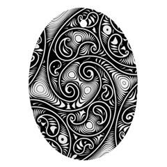 Abstract Paisley Black And White Oval Ornament (two Sides) by SpinnyChairDesigns