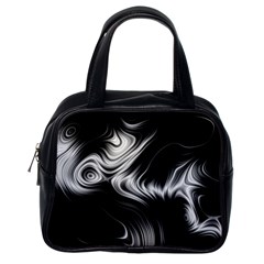 Black And White Abstract Swirls Classic Handbag (one Side) by SpinnyChairDesigns