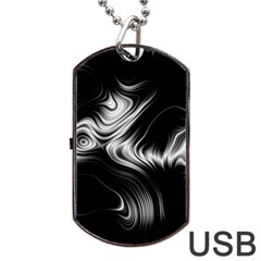 Black And White Abstract Swirls Dog Tag Usb Flash (two Sides) by SpinnyChairDesigns