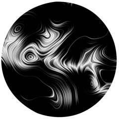 Black And White Abstract Swirls Wooden Bottle Opener (round) by SpinnyChairDesigns