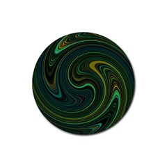 Dark Green Swirls Rubber Round Coaster (4 Pack)  by SpinnyChairDesigns