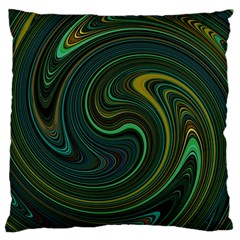 Dark Green Swirls Large Flano Cushion Case (one Side) by SpinnyChairDesigns