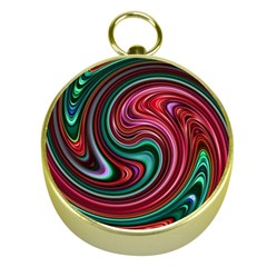 Red Green Swirls Gold Compasses by SpinnyChairDesigns