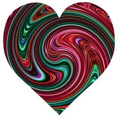 Red Green Swirls Wooden Puzzle Heart by SpinnyChairDesigns