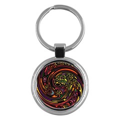 Abstract Tribal Swirl Key Chain (round) by SpinnyChairDesigns